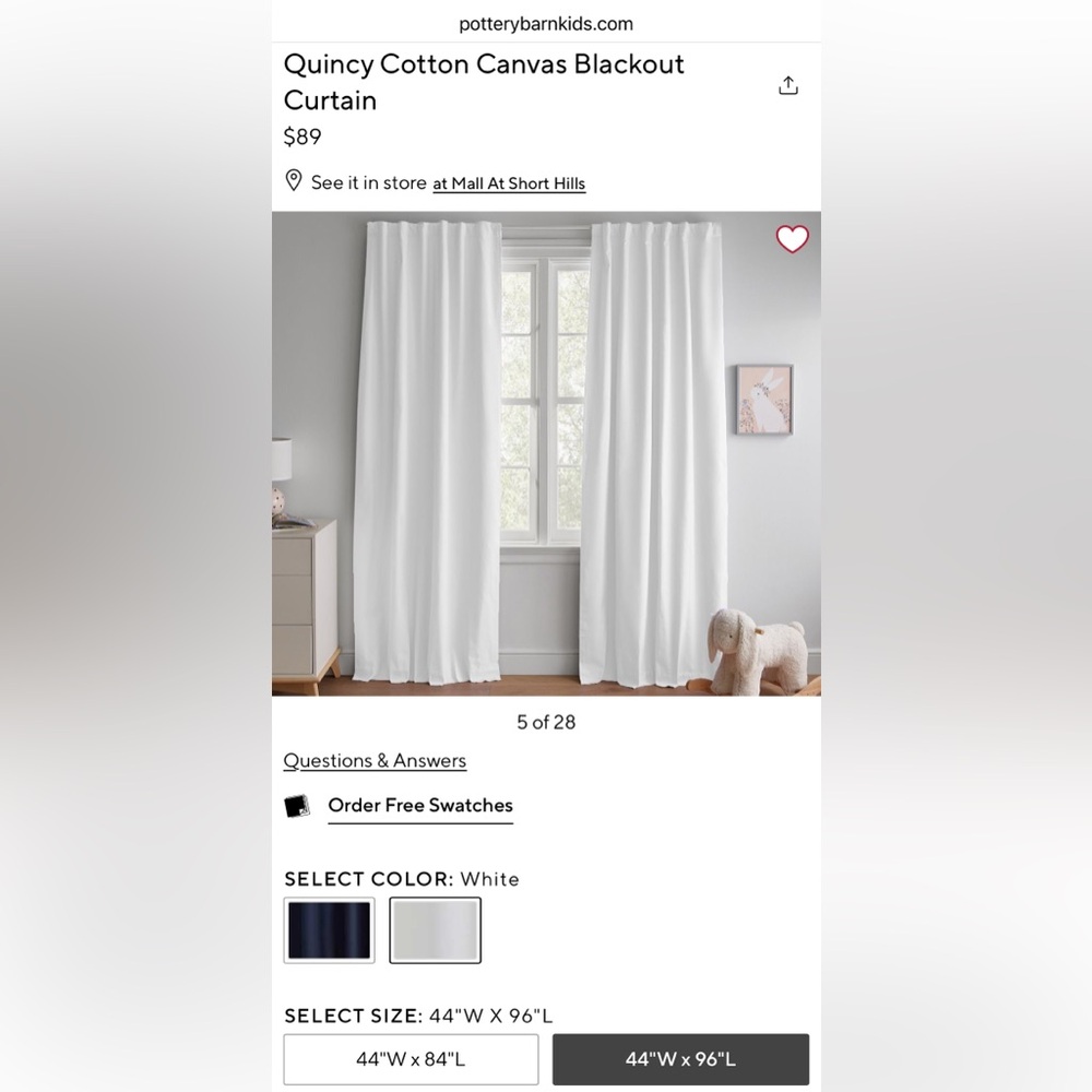 Pottery Barn Kids - Cotton Canvas Blackout Curtain - 44”x 96” - 5 panels - Picture 2 of 4